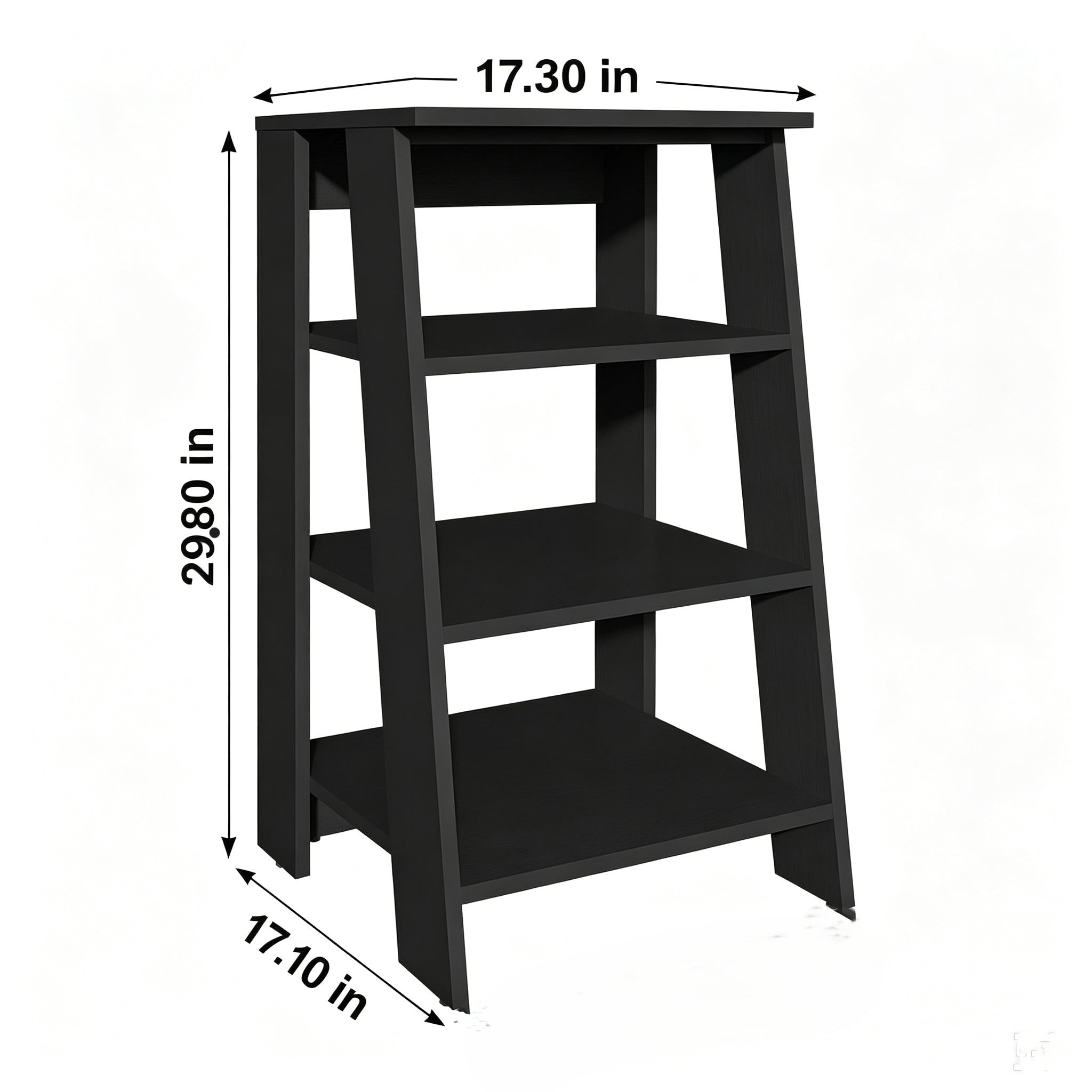 30" High 4-Tier Ladder Shelf Organizer for Bathroom, Side Table, Living Room, Black