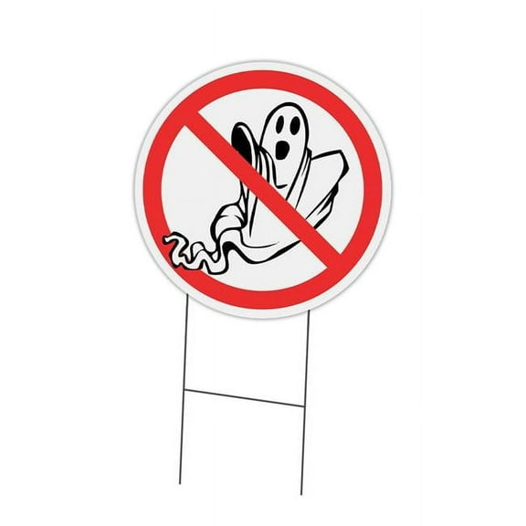 SignMission C-24-CIR-WS-No Ghosts Corrugated Plastic Sign with Stakes 24 in. Circular - No Ghosts