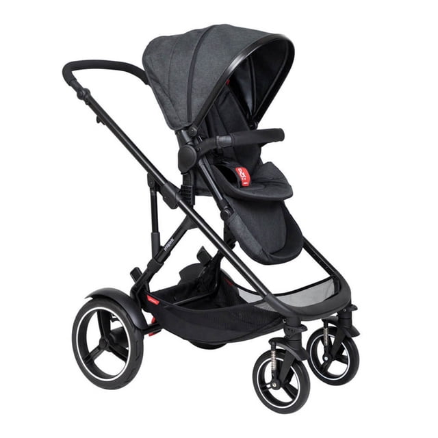 Phil&Teds Poussette en Ligne Modulaire 4 Roues Voyager - Noir avec Doublure Noire