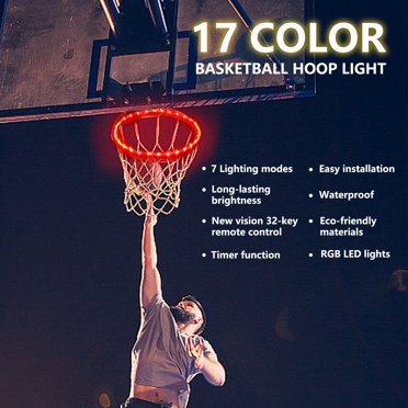 LED Basketball Hoop Lights - 18ft Multicolor Rim Lights For Night Playing