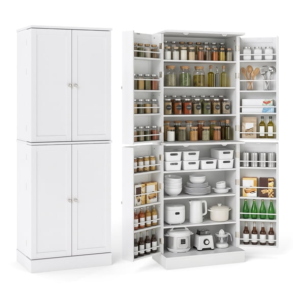 Gymax 65-inch Kitchen Pantry Cabinet w/ 16 Door Shelves & 6 Adjustable Shelves