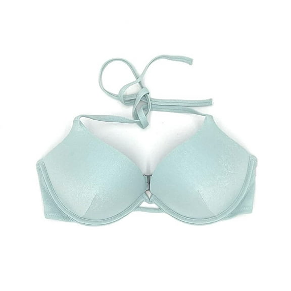 Victoria's Secret Bombshell Add-2-Cups Push-Up Swim Bikini Top Mint Blue Shine Cup Size 36C NWT