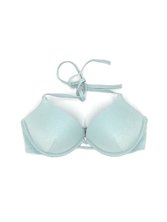 Bombshell Add-2-Cups Push-Up Swim Bikini Top Mint Blue Shine Cup Size 36C NWT
