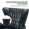 thumbnail image 4 of Traditional Genuine Leather Accent Chairs with Nailhead Trim Tufted Armchairs Set of 2 for Living Room Navy, 4 of 7