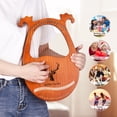 thumbnail image 4 of Harp 16 String Lyre Harp Elk Pattern Solid Wood String Instrument with Tuning Hammer Strings Cleaning Cloth Picks for Beginners, 4 of 7