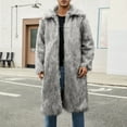 thumbnail image 4 of Miluxas Faux Fur Coats for Men Warm Winter Long Cardigan Jackets Long Sleeve Fleece Jacket Parka Outerwear Gray, 4 of 8