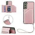 thumbnail image 2 of Dteck Wallet Phone Case for Samsung Galaxy S21 FE,Shockproof Luxury PU Leather Flip Back Card Slots Kickstand Slim Cover with Detachable Adjustable Lanyard.For Samsung Galaxy S21 FE,Rosegold, 2 of 6