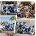 thumbnail image 5 of Blue Tie-dye Outdoor Waterproof Pillow Covers, Vintage Rustic Abstract Painting Art Decorative Square Throw Pillowcase Sofa Cushion Sham for Patio/Couch/Chair, 26"x26" 2 Pack, 5 of 8