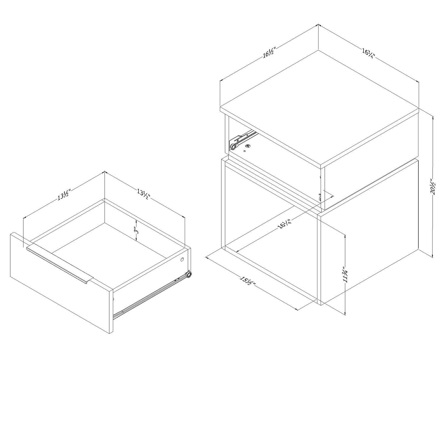 Table de chevet 1 tiroir pour Enfants, fini Chêne gris, collection Hourra de Meubles South Shore