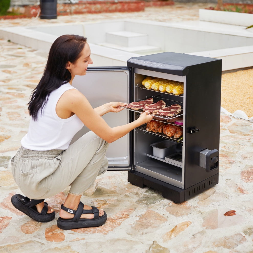 EAST OAK 725 Sq Electric Smoker Portable Outdoor Smoker with Digital Temperature Control and 4 Removable Grill Racks for Outdoor Cooking BBQ Grill, Black