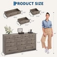 thumbnail image 2 of 12 Drawers Wooden Dressers for Bedroom, Wood Chest of Drawers Clothes Storage Organizer for Living Room, Hallway, Modern Wide TV Stand Dresser for 65 Inch TV, 61" W × 15.8" D, 2 of 9