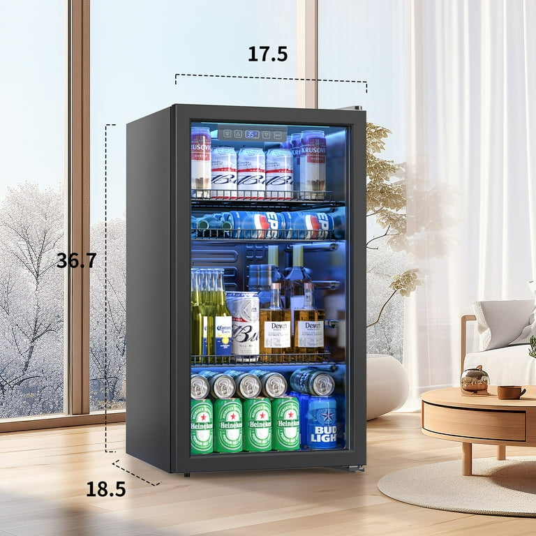Manastin Mini Frigorifero Per Bevande 100 Lattine: Porta In Vetro, Display Digitale, 2.47 Piedi Cubi, Libera Installazione