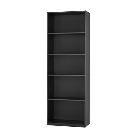 MAINSTAYS 5-SHELF BOOKCASE WITH ADJUSTABLE SHELVES, TRUE BLACK OAK