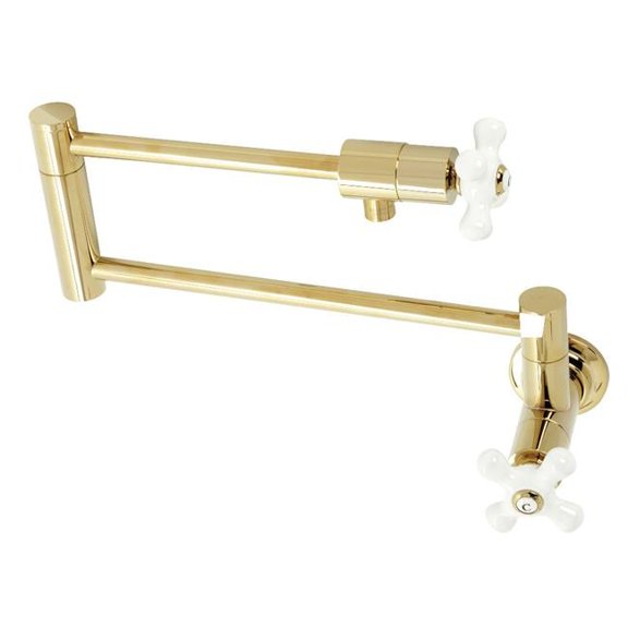 Kingston Brass Ks410.Px Metropolitan 3.8 GPM Single Hole Wall Mounted Pot Filler - Brass