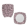 thumbnail image 3 of FKELYI Pink Love Leopard Print Office Chair Slipcover for Backrest & Cushion Seat 2 Pcs Stretchable Swivel Computer Chair Cover Dustproof Armchair Protector for Home Office, 3 of 7