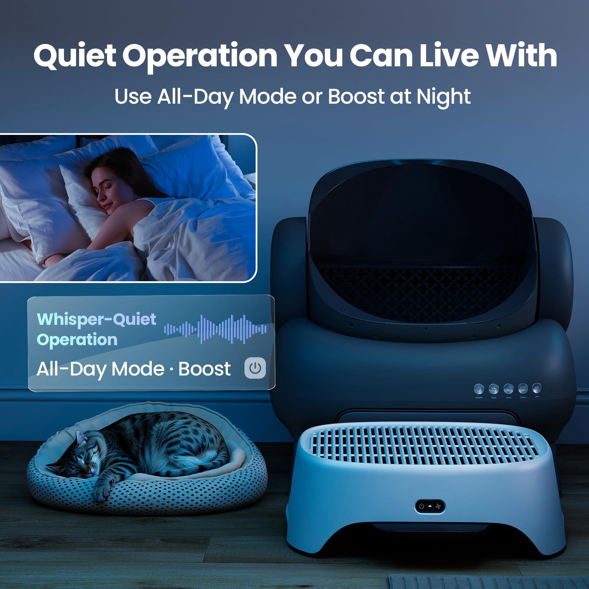 Airstep  2-in-1 Litter Box Air Purifier & Cat Step 3-mode Odor Dust Pet Hair Control Filter Compatible With M1 Plus / Lite And Most Automatic Basic Boxes