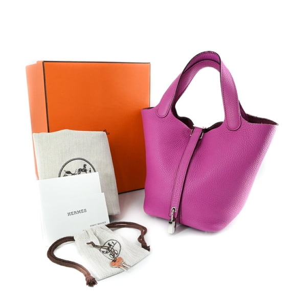 Pre-Owned HERMES Picotin Lock PM Handbag/Tote Bag in Taurillon Clemence Leather with... (Good)