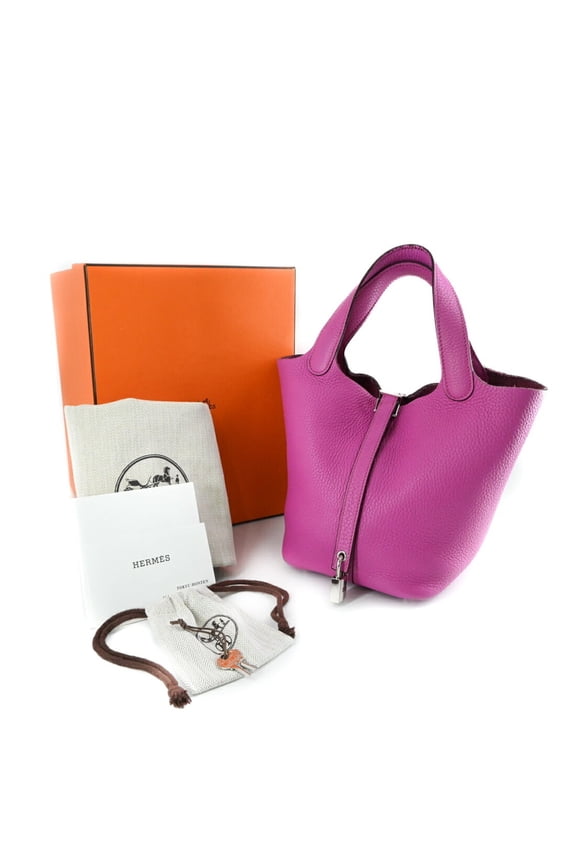 Pre-Owned HERMES Picotin Lock PM Handbag/Tote Bag in Taurillon Clemence Leather with... (Good)