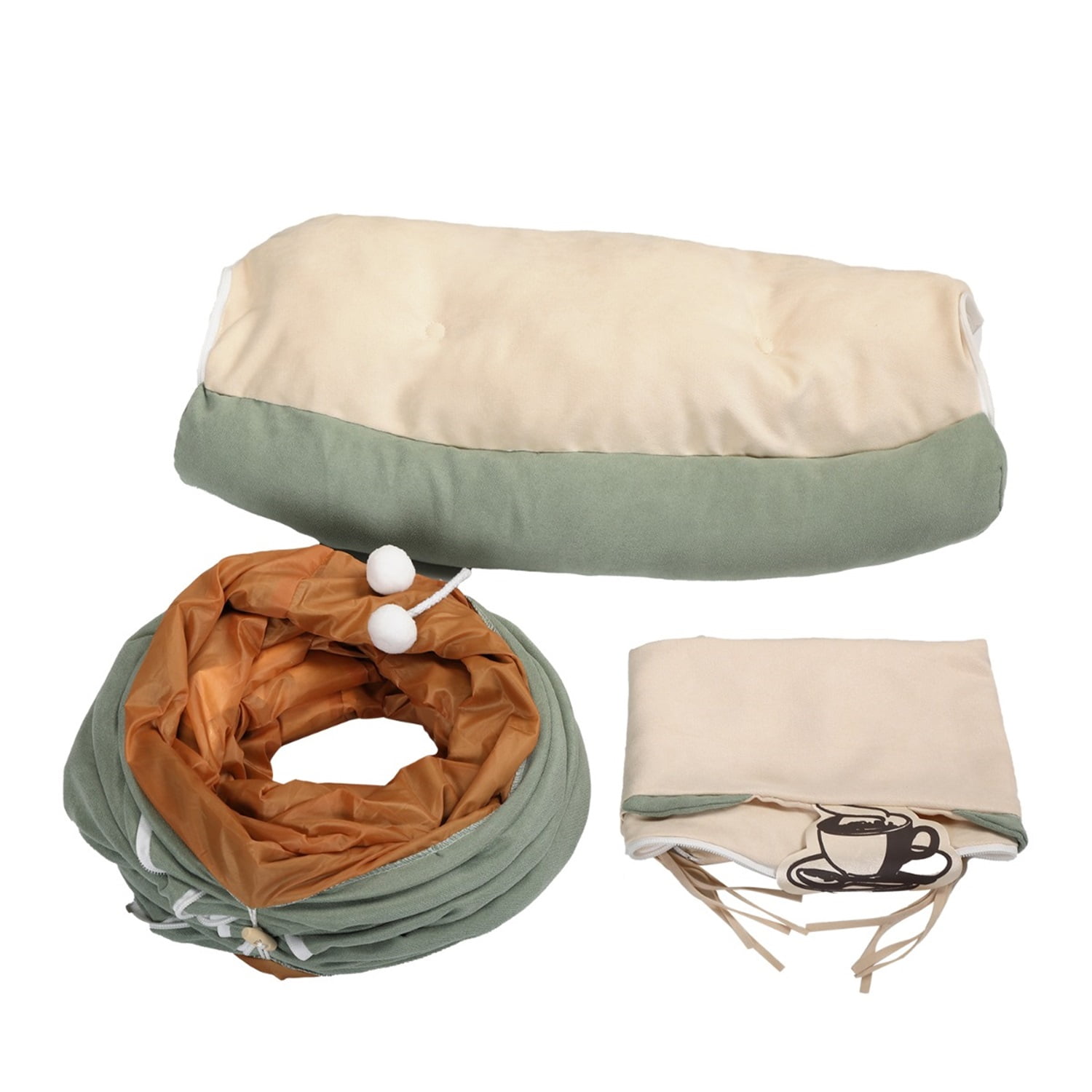 Pefilos 2-in-1 Large Cat Tunnel Bed for Indoor, Cat Tube with Collapsible Washable Cat Bed, Cat Toys for Small Medium Kitty City, Green Pefilos 2-in-1 Large Cat Tunnel Bed for Indoor, Cat Tube with Collapsible Washable Cat Bed, Cat Toys for Small Medium Kitty City, Green