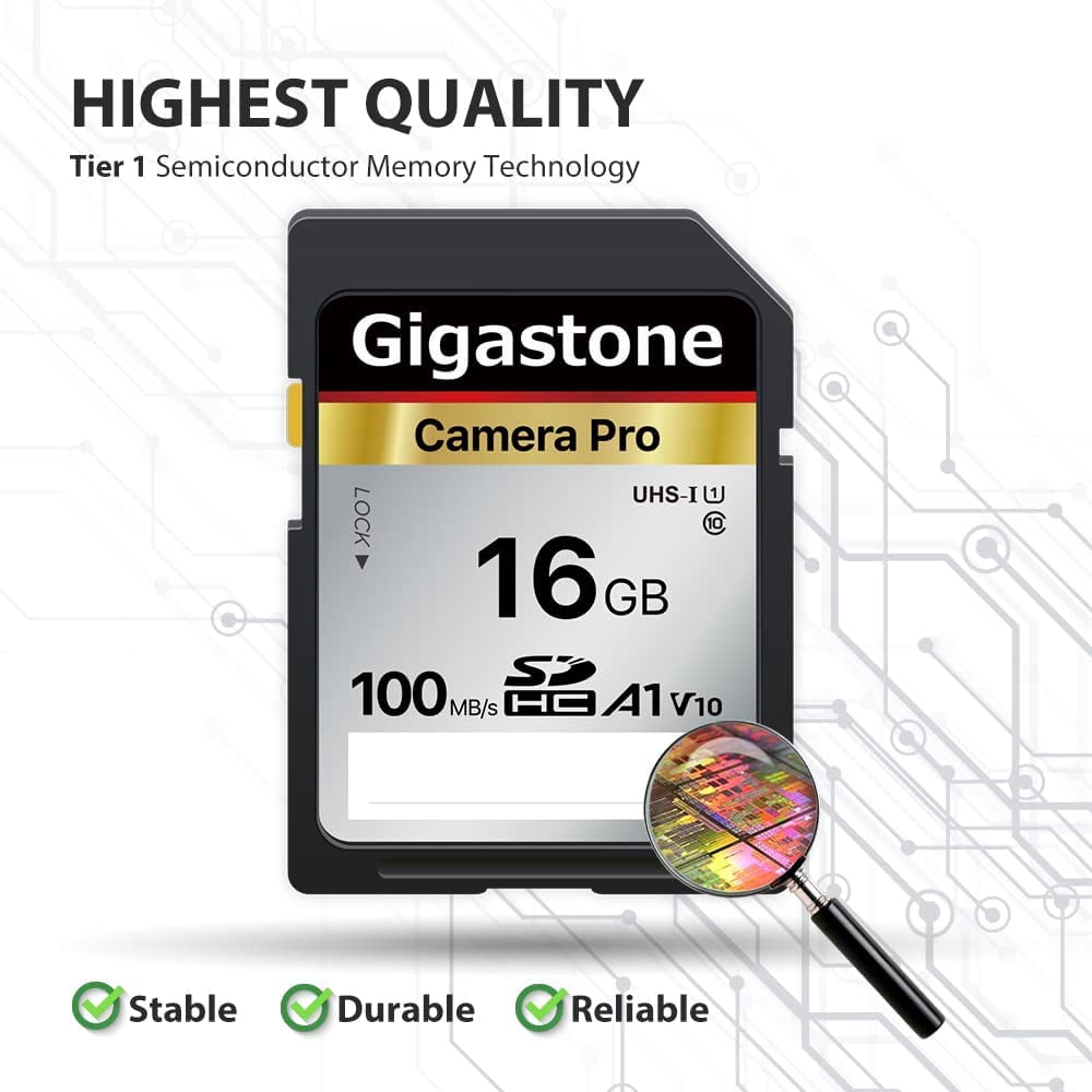 Gigastone 16GB 2-Pack SD Card V10 SDHC Memory Card High Speed Full HD Video Compatible with Canon Nikon Sony Pentax Kodak Olympus Panasonic Digital Camera - SD-16-2-2PK