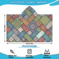 thumbnail image 2 of Multicolor Ethnic Geometric Patchwork Pattern Hooded Bath Towel，60"x35" for Ages 3 To 12 Kids, Quick Dry Lightweight Soft Microfiber Hood Beach Towel Cover Up for Kids, 2 of 7
