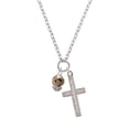thumbnail image 3 of Delight Jewelry Goldtone Wide Tan Cheetah Print Spinners Everlasting Love Engraved Cross Zoey Necklace, 28", 3 of 4