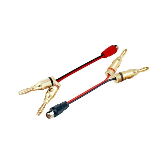Banana Plug To RCA Phono Speaker Wire Adapter Cables