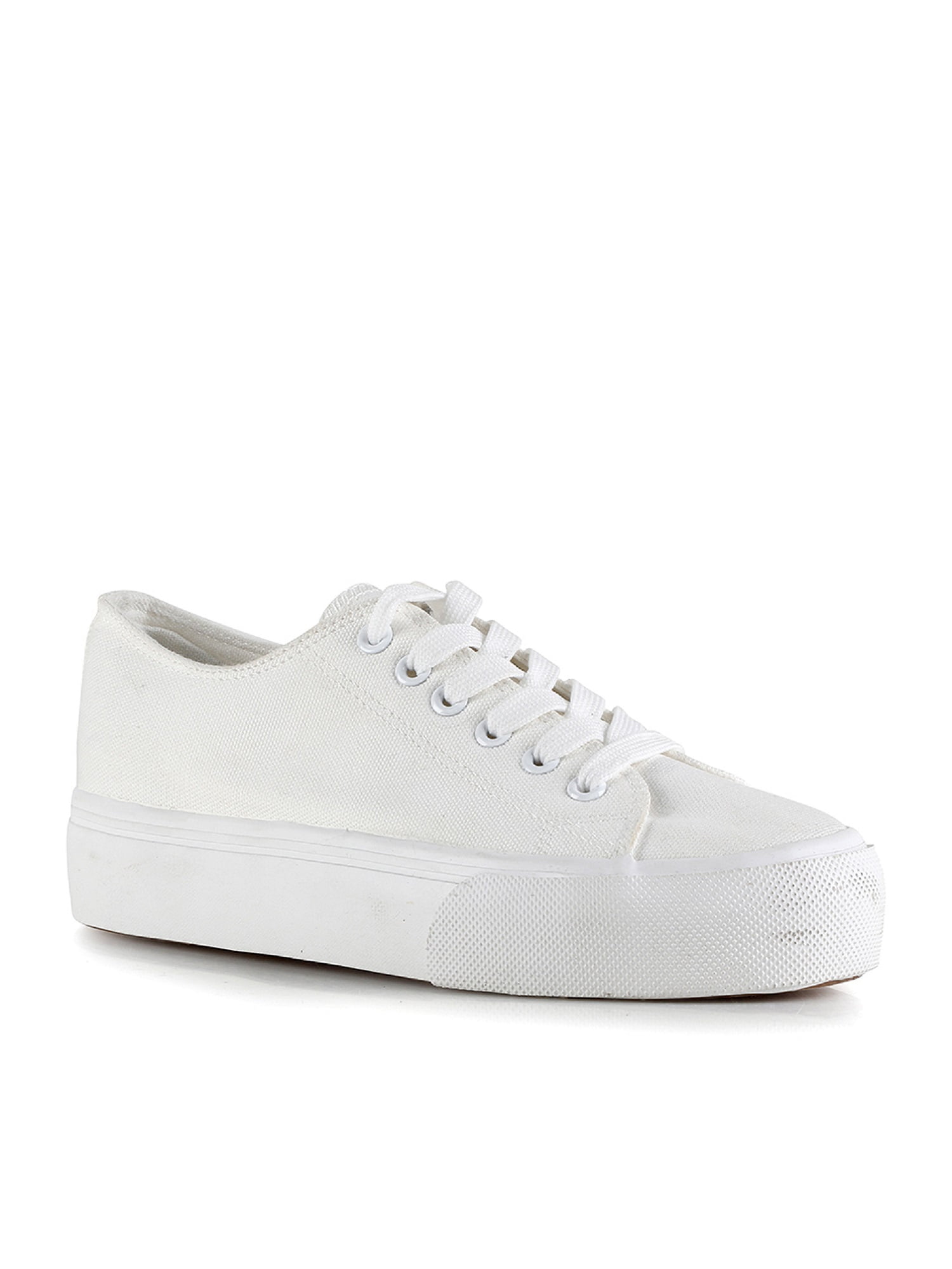 Lace Up Women's Canvas Sneakers in White - Walmart.com