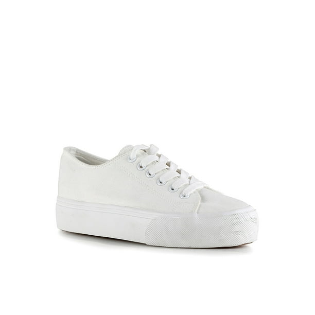 Lace Up Women's Canvas Sneakers in White