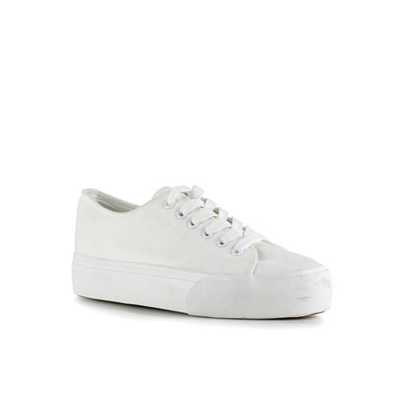 

Lace Up Women s Canvas Sneakers in White
