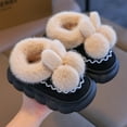 thumbnail image 5 of Otqutp Kids Cute Slippers Girls Fuzzy Plush Bunny Ear Platform Heeled Slipper Winter Warm Comfort Furry Non Slip House Shoes, 5 of 5