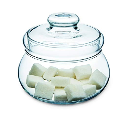 Vencer Snow Relief Glass Sugar Bowl With Lid and Sugar Serving Spoon,410 ML,Sugar Canister Sugar Dispenser 