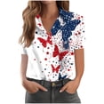 thumbnail image 4 of Mifsaly Short Sleeve Button Down Shirts for Women Lapel Collar V Neck Blouses Patriotic Hearts American Flag Print Independence Day Tops 2026 XXL, 4 of 6