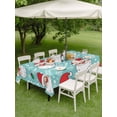 thumbnail image 4 of Outdoor Tablecloths with Umbrella Hole & Zipper, Merry Christmas Rectangle Tablecloth 60x120 Inch, Santa Claus Xmas Winter Leaves Snowflake Blue Waterproof Table Cloth, Patio/Pool Table Covers, 4 of 8