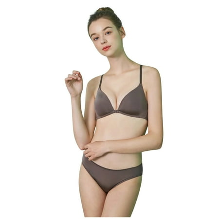 

JeashCHAT Lingerie for Women Sexy Naughty No Rim Light Front Button Comfortable Summer Sexy Y-Shaped Beautiful Bra Set