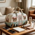 thumbnail image 6 of Boho Patchwork Camper Print Quilted Duffle Bag, Vintage Handmade Weekender Travel Tote for Overnight Trip, Camping, Casual Daily Luggage Storage A, 6 of 8