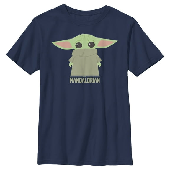 Boys' Husky Star Wars: The Mandalorian The Child Cartoon Shy Graphic Tee Navy Blue X Large
