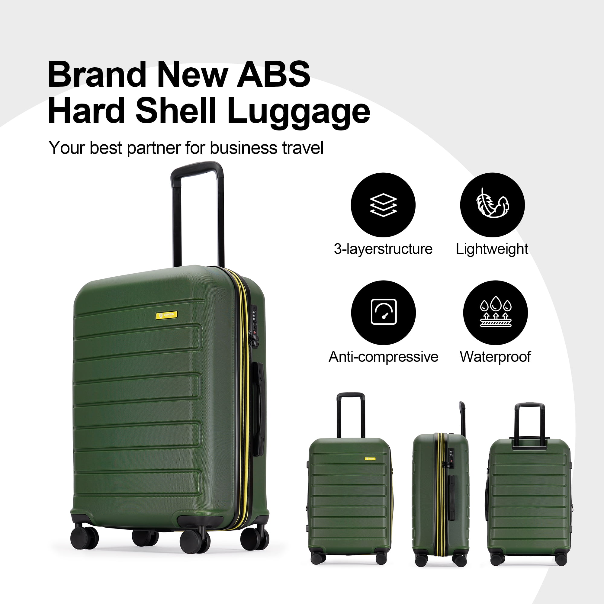 GinzaTravel 3-Piece Hardshell Spinner Luggage Set, 28 inch GinzaTravel 3-Piece Hardshell Spinner Luggage Set, 28 inch