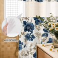 thumbnail image 3 of No Hook Shower Curtain, Navy Blue Beige Floral Shower Curtains for Bathroom with See Through Top Window, Vintage Farmhouse Floral Leaves Waterproof & Washable Bath Curtain Stand Up Stall 36"x72", 3 of 9