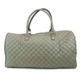 thumbnail image 3 of Women's Quilted Leather Weekender Travel Duffel Bag With Rose Gold Hardware - Large 22" Size - Cute Satin Inner Lining - Olive Green, 3 of 6