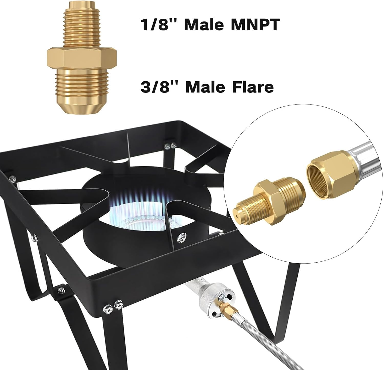 Upgraded 12 FT 0-30 PSI High Pressure Adjustable Propane Regulator with Gauge 0~60PSI Gas Flow Indicator, QCC1 x 3/8" Female Flare Fitting with 3/8 Flare x 1/8 MNPT, Stainless Braided Propane Hose