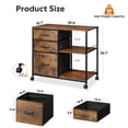thumbnail image 3 of GALAXHERO 3 Drawer File Cabinet, Rolling Fabric Lateral Filing Cabinet with Storage & Side Shelf for Home Office, Rustic Brown, 3 of 8
