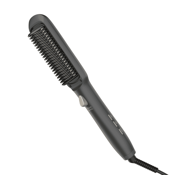 Infiniti PRO CONAIR Tension Control Straightening Brush, Heated Hair Straightener Brush with Tension Control Holds Hair in Place, Ionic Technology Adds Shine and Reduces Frizz, Gray