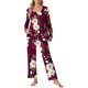 thumbnail image 4 of Puntoco Conjunto de pijama cómodo para mujer, conjunto de pijama informal de manga larga con estampado de moda para mujer y pantalones con bolsillos, 4 of 5