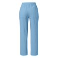 thumbnail image 5 of AKGEAMN Women's Summer Elastic Waist High Waisted Wide Leg Linen Casual Beach Trousers, Blue S-3XL, 5 of 5