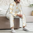 thumbnail image 7 of Fuzoiu Wheat Print Men's Long-Sleeved Pajama,Lounge Button Down Nightwear,Mens Notch Collar Pajama Set -Large, 7 of 7