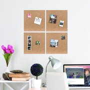 U Brands Square Cork Tile EVA Bulletin Board, 12 x 12, frameless, 4 Count, 4876U
