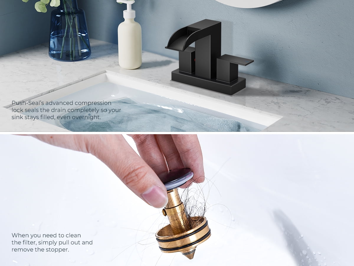 WB-61A32B Centerset Bathroom Faucet With Drain Assembly, 2-handle Bathroom Sink Faucet