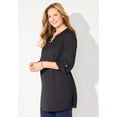 thumbnail image 3 of Catherines Women's Plus Size Petite Chain Lace-Up V-Neck Tunic Blouse, 3 of 5