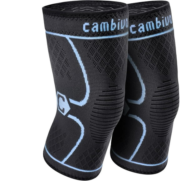 CAMBIVO - Rodilleras de compresión para hombre y mujer (paquete de 2), color azul, para correr, senderismo, para desgarro de menisco, artritis y alivio del dolor articular (pequeñas)